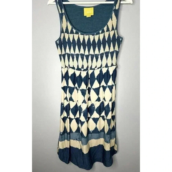 Maeve Dress By Anthropologie Size 2 Blue White Geometric Sleeveless Sheath Dress - Picture 1 of 12